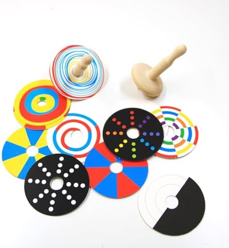 Shumee Spinning Tops for Kids 2 3 4 5+ Year old, Wooden Montessori Toys, Improves Hand Eye Coordination, Great for Sensory Play, Eco-Friendly 100% Child Safe Made with love and care of a mother-Orange