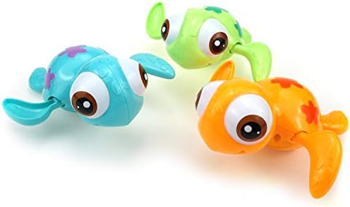 DUCKBOXX XX Wind-up Swimming Sea Turtles Bath Toy, No Battery Mold-Free Anti-Rust Interactive Montessori Toy for Kids 18M+ (Blue)