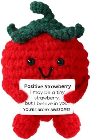 Positive Penguin, Mini Funny Knitted Penguin Toy Cute Positive Crochet Animals Potato Doll with Encouragement Card Gift for Kids Girls Boys Women Friends Birthday Party Decoration