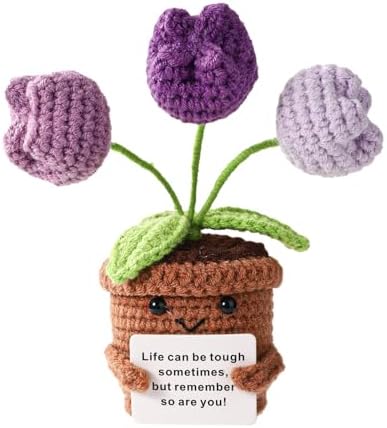 Positive Penguin, Mini Funny Knitted Penguin Toy Cute Positive Crochet Animals Potato Doll with Encouragement Card Gift for Kids Girls Boys Women Friends Birthday Party Decoration