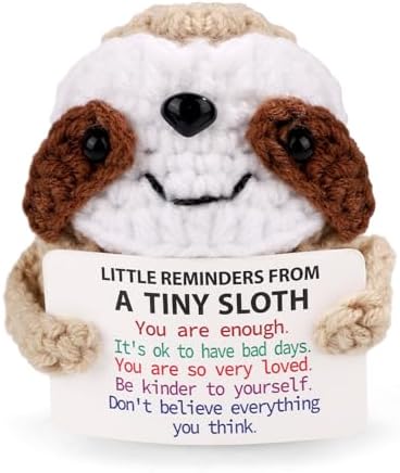 Positive Penguin, Mini Funny Knitted Penguin Toy Cute Positive Crochet Animals Potato Doll with Encouragement Card Gift for Kids Girls Boys Women Friends Birthday Party Decoration