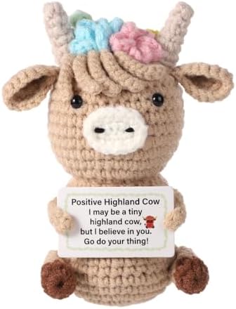 Positive Penguin, Mini Funny Knitted Penguin Toy Cute Positive Crochet Animals Potato Doll with Encouragement Card Gift for Kids Girls Boys Women Friends Birthday Party Decoration