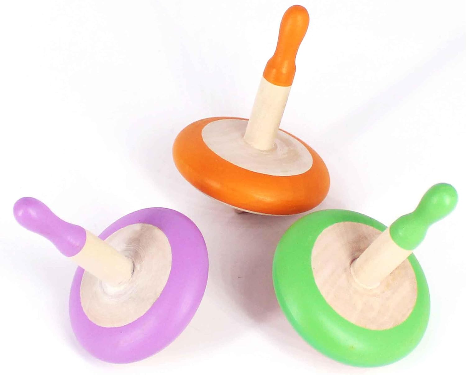 Shumee Spinning Tops for Kids 2 3 4 5+ Year old, Wooden Montessori Toys, Improves Hand Eye Coordination, Great for Sensory Play, Eco-Friendly 100% Child Safe Made with love and care of a mother-Orange