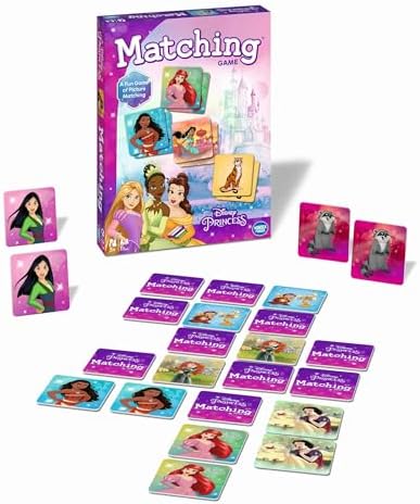 Wonder Forge Disney Princess Matching Game – Fun Memory Game for Kids Ages 3 and Up – Toddler Learning Toy Featuring Belle, Ariel, and Elsa and more Disney Princesses - Packaging May Vary