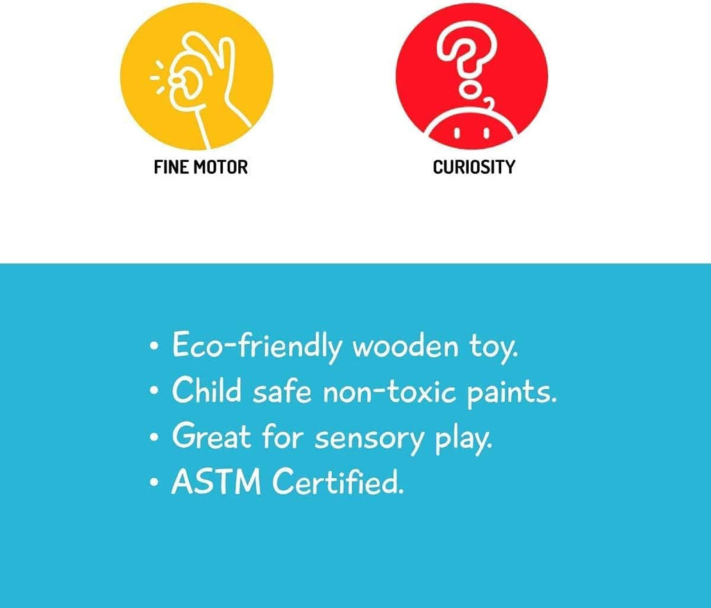 Shumee Spinning Tops for Kids 2 3 4 5+ Year old, Wooden Montessori Toys, Improves Hand Eye Coordination, Great for Sensory Play, Eco-Friendly 100% Child Safe Made with love and care of a mother-Orange