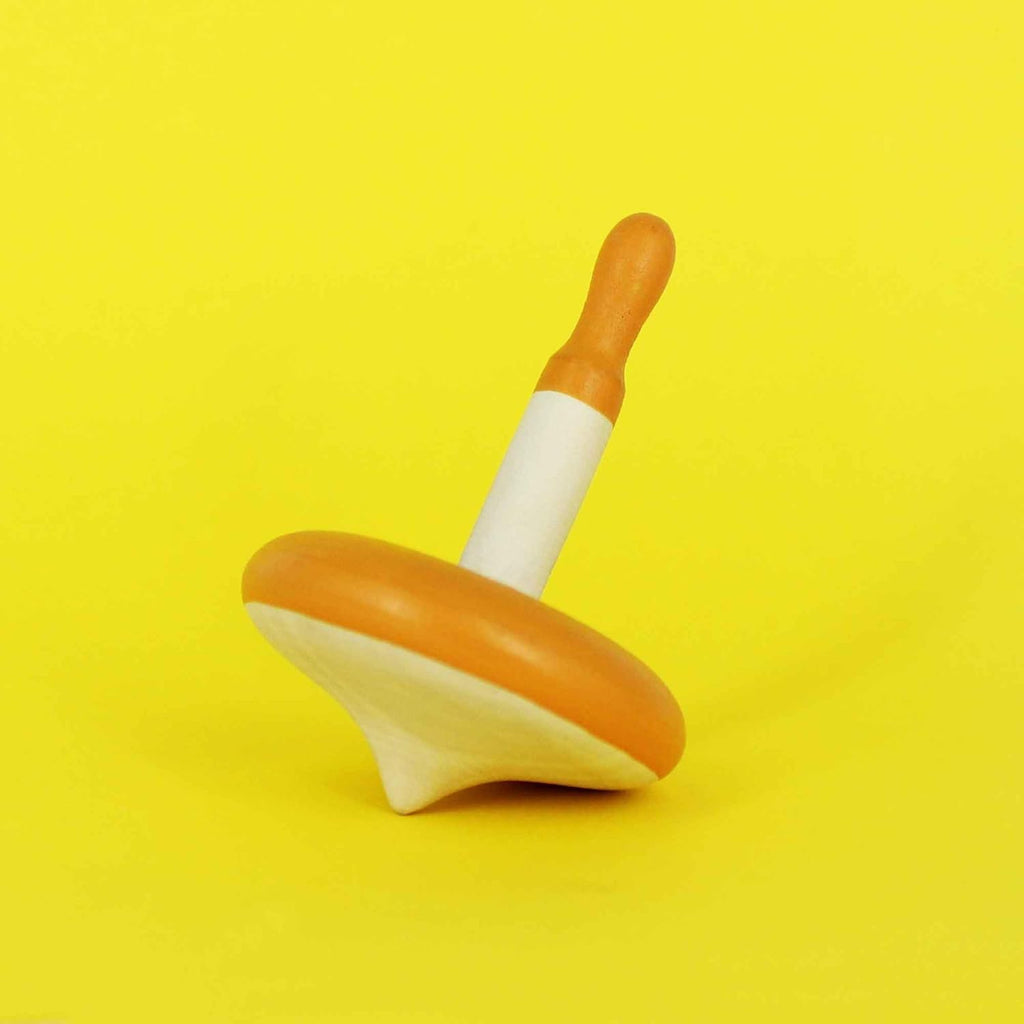 Shumee Spinning Tops for Kids 2 3 4 5+ Year old, Wooden Montessori Toys, Improves Hand Eye Coordination, Great for Sensory Play, Eco-Friendly 100% Child Safe Made with love and care of a mother-Orange