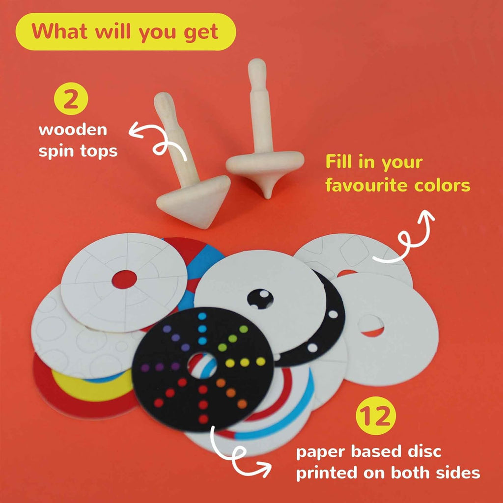 Shumee Spinning Tops for Kids 2 3 4 5+ Year old, Wooden Montessori Toys, Improves Hand Eye Coordination, Great for Sensory Play, Eco-Friendly 100% Child Safe Made with love and care of a mother-Orange