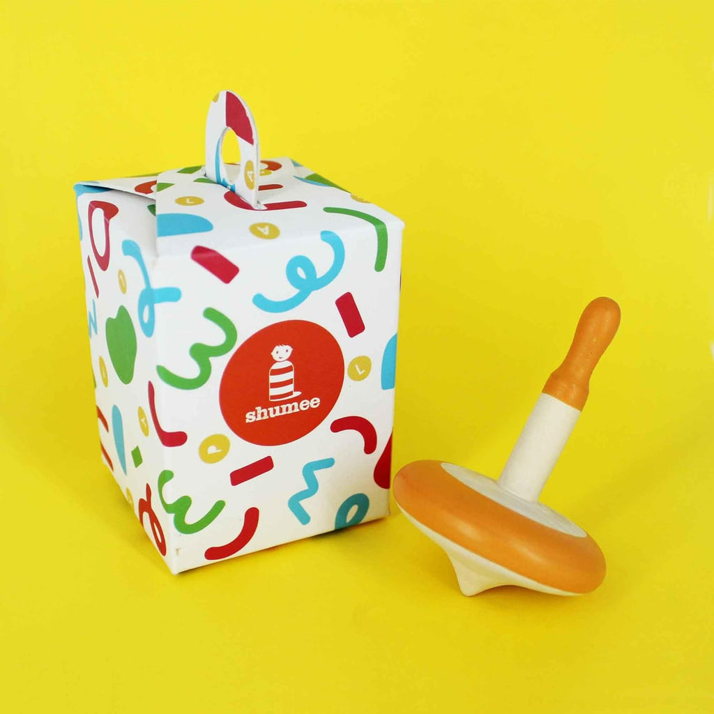 Shumee Spinning Tops for Kids 2 3 4 5+ Year old, Wooden Montessori Toys, Improves Hand Eye Coordination, Great for Sensory Play, Eco-Friendly 100% Child Safe Made with love and care of a mother-Orange