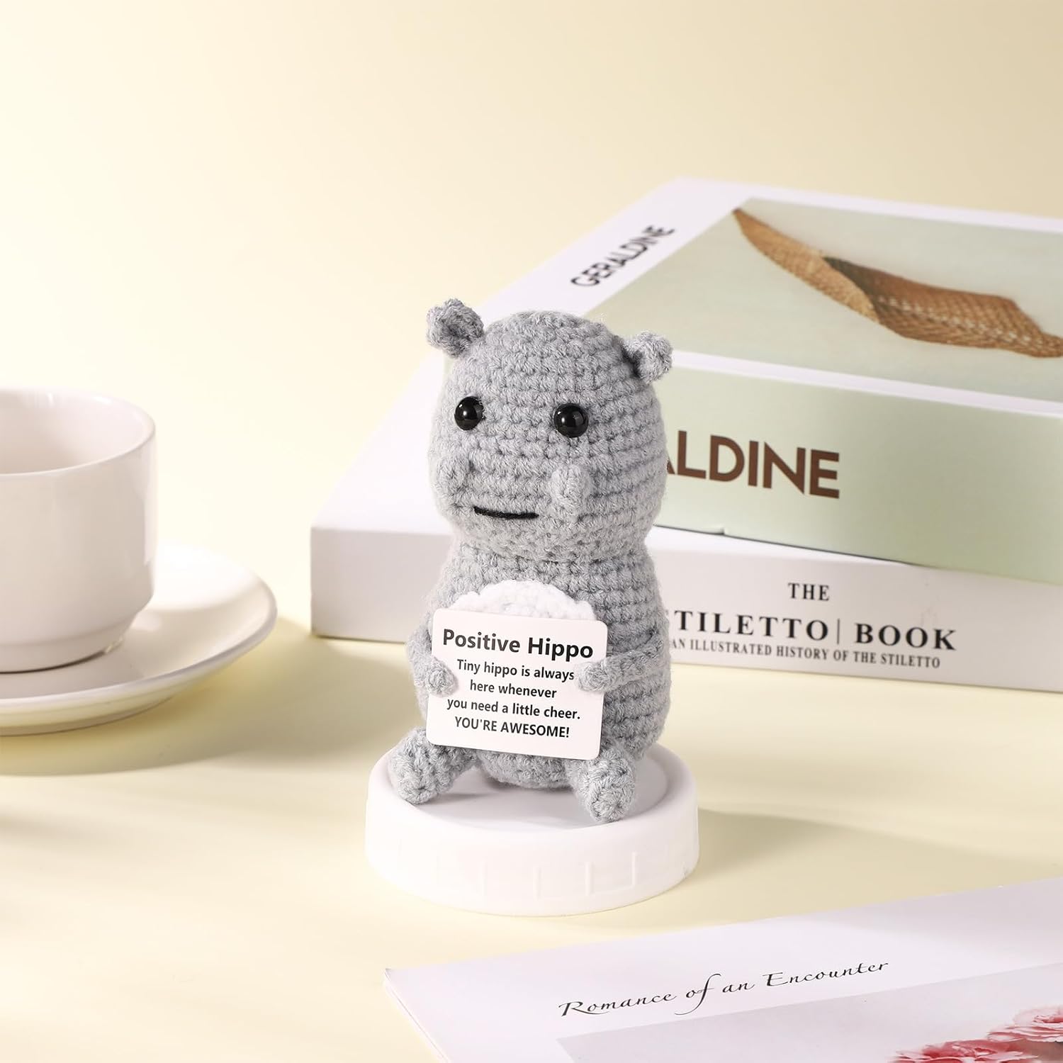 Positive Penguin, Mini Funny Knitted Penguin Toy Cute Positive Crochet Animals Potato Doll with Encouragement Card Gift for Kids Girls Boys Women Friends Birthday Party Decoration