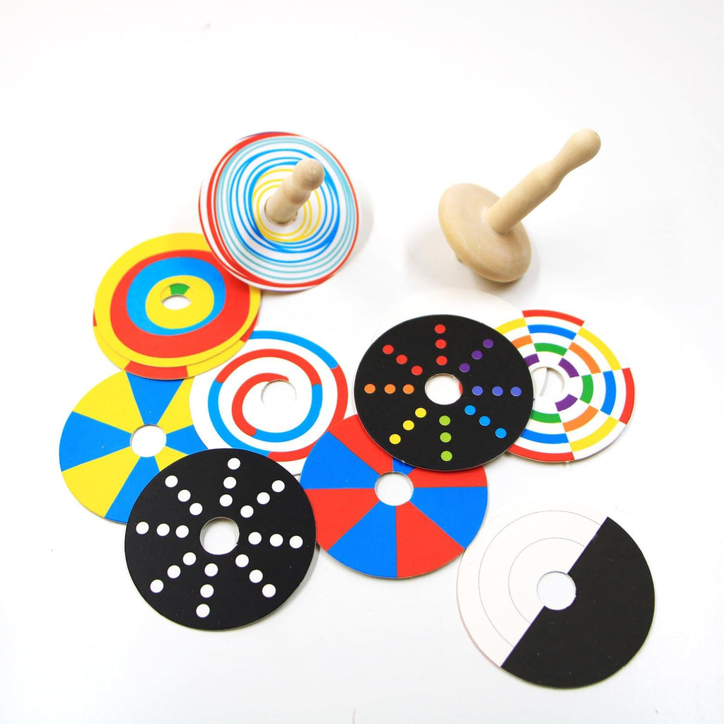 Shumee Spinning Tops for Kids 2 3 4 5+ Year old, Wooden Montessori Toys, Improves Hand Eye Coordination, Great for Sensory Play, Eco-Friendly 100% Child Safe Made with love and care of a mother-Orange