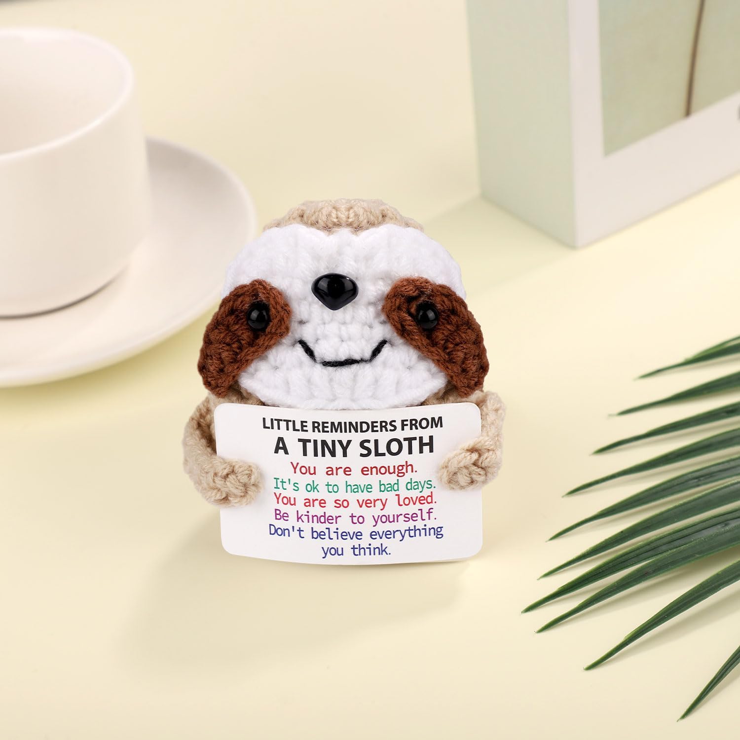 Positive Penguin, Mini Funny Knitted Penguin Toy Cute Positive Crochet Animals Potato Doll with Encouragement Card Gift for Kids Girls Boys Women Friends Birthday Party Decoration