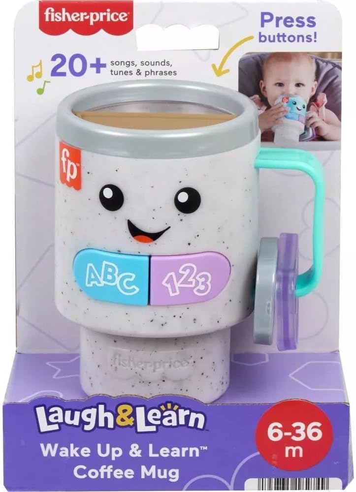 Fisher-Price Baby & Toddler Toy Laugh & Learn Coffee Mug Musical Activity with Lights & Educational Songs for Infants Ages 6+ Months