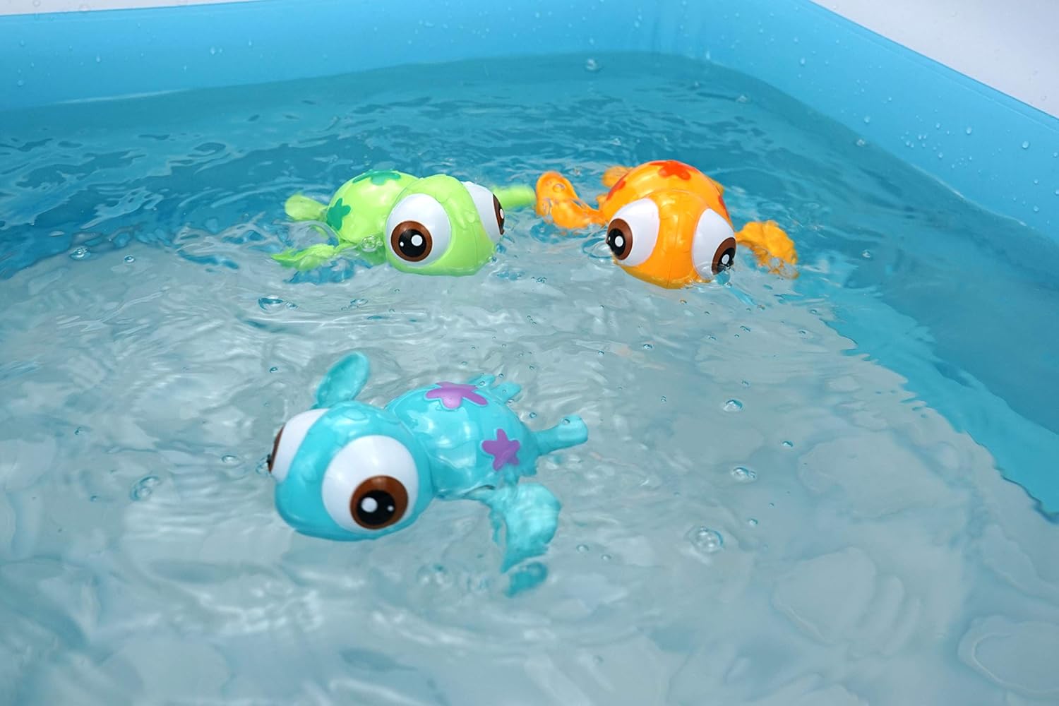DUCKBOXX XX Wind-up Swimming Sea Turtles Bath Toy, No Battery Mold-Free Anti-Rust Interactive Montessori Toy for Kids 18M+ (Blue)
