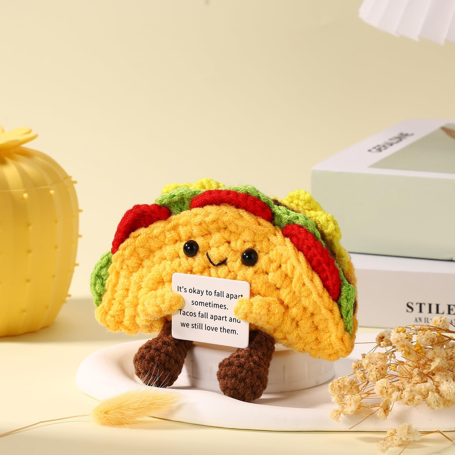 Positive Penguin, Mini Funny Knitted Penguin Toy Cute Positive Crochet Animals Potato Doll with Encouragement Card Gift for Kids Girls Boys Women Friends Birthday Party Decoration