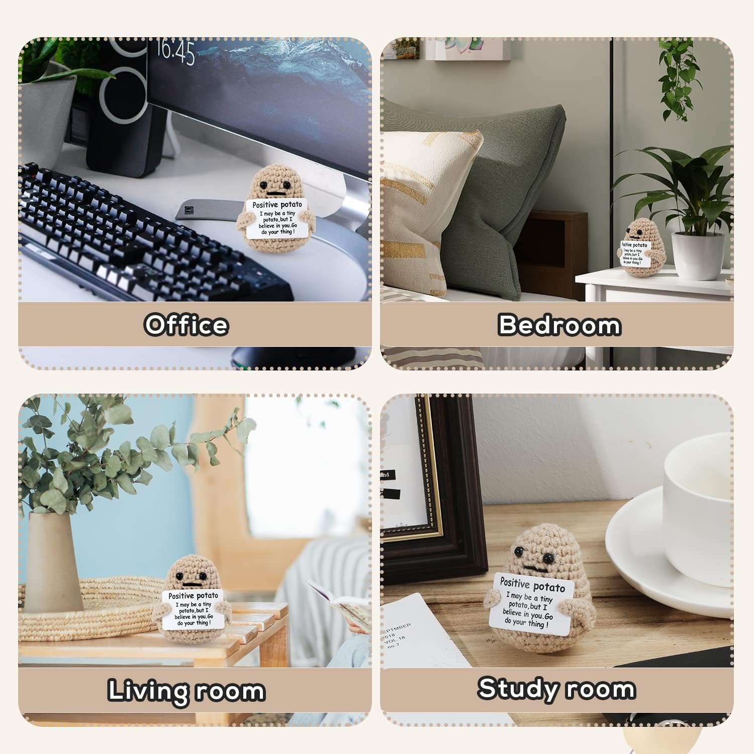 Positive Penguin, Mini Funny Knitted Penguin Toy Cute Positive Crochet Animals Potato Doll with Encouragement Card Gift for Kids Girls Boys Women Friends Birthday Party Decoration