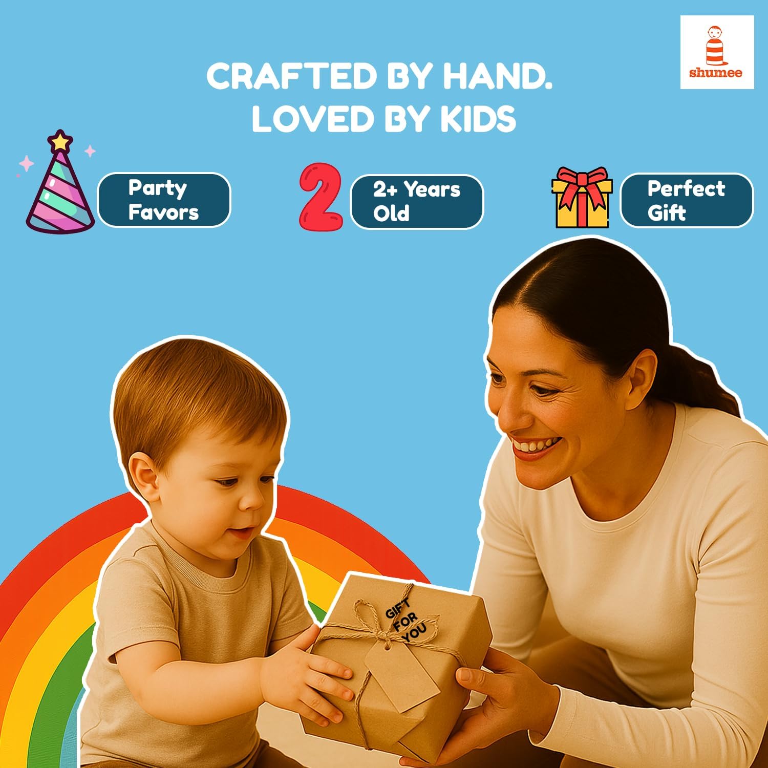 Shumee Spinning Tops for Kids 2 3 4 5+ Year old, Wooden Montessori Toys, Improves Hand Eye Coordination, Great for Sensory Play, Eco-Friendly 100% Child Safe Made with love and care of a mother-Orange