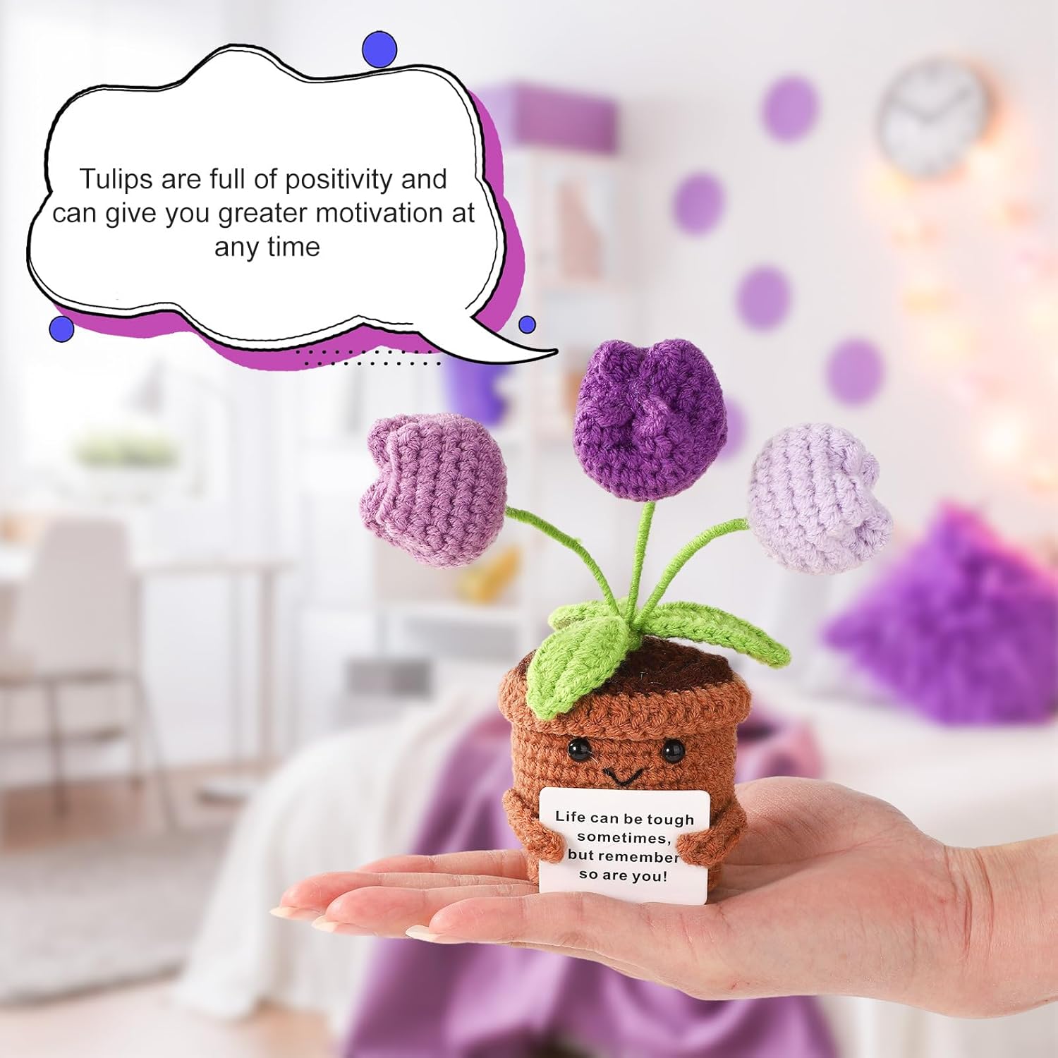 Positive Penguin, Mini Funny Knitted Penguin Toy Cute Positive Crochet Animals Potato Doll with Encouragement Card Gift for Kids Girls Boys Women Friends Birthday Party Decoration