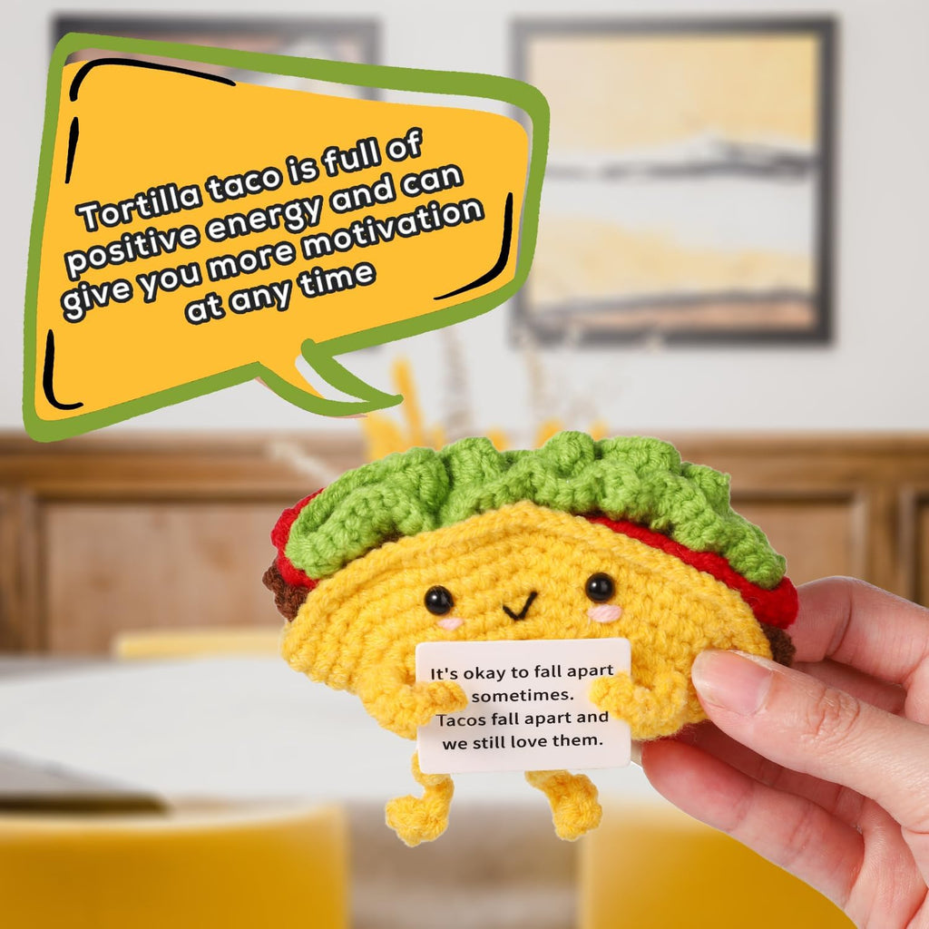 Positive Penguin, Mini Funny Knitted Penguin Toy Cute Positive Crochet Animals Potato Doll with Encouragement Card Gift for Kids Girls Boys Women Friends Birthday Party Decoration