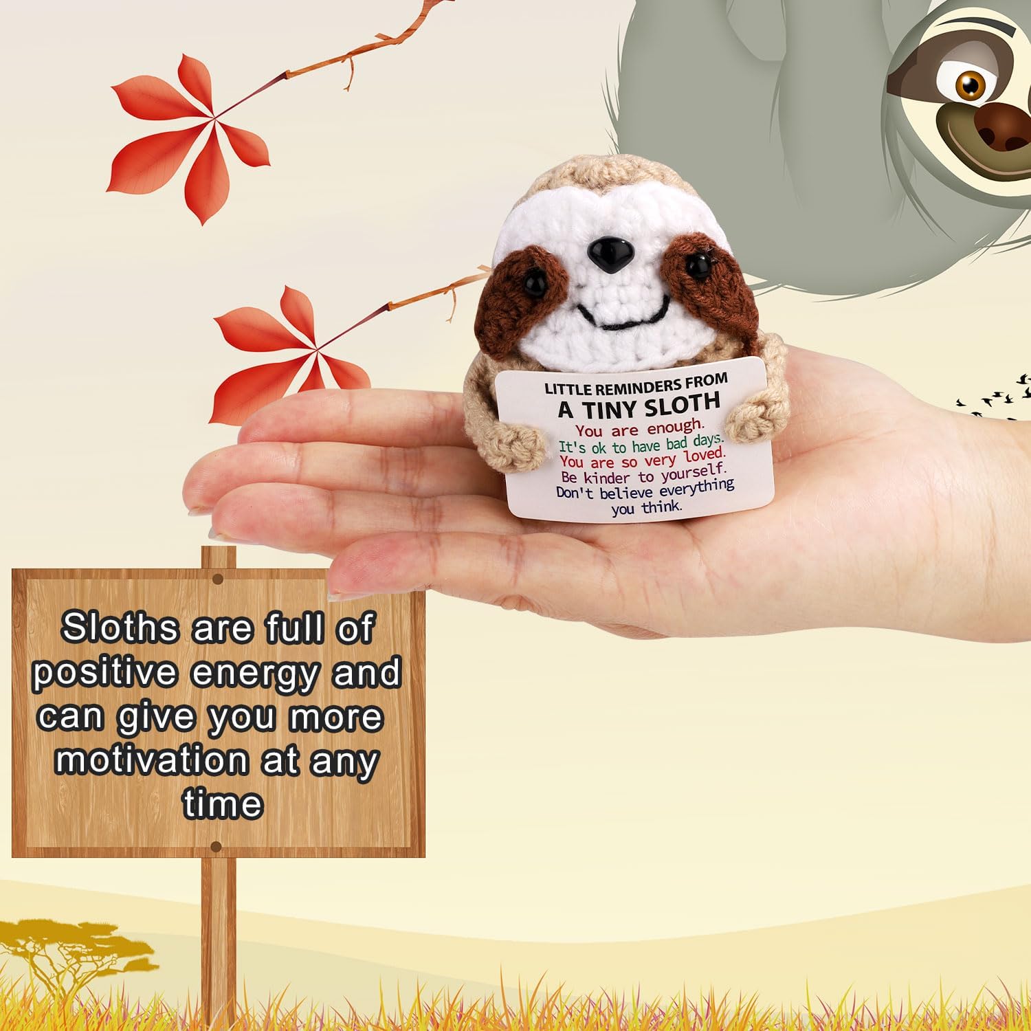 Positive Penguin, Mini Funny Knitted Penguin Toy Cute Positive Crochet Animals Potato Doll with Encouragement Card Gift for Kids Girls Boys Women Friends Birthday Party Decoration