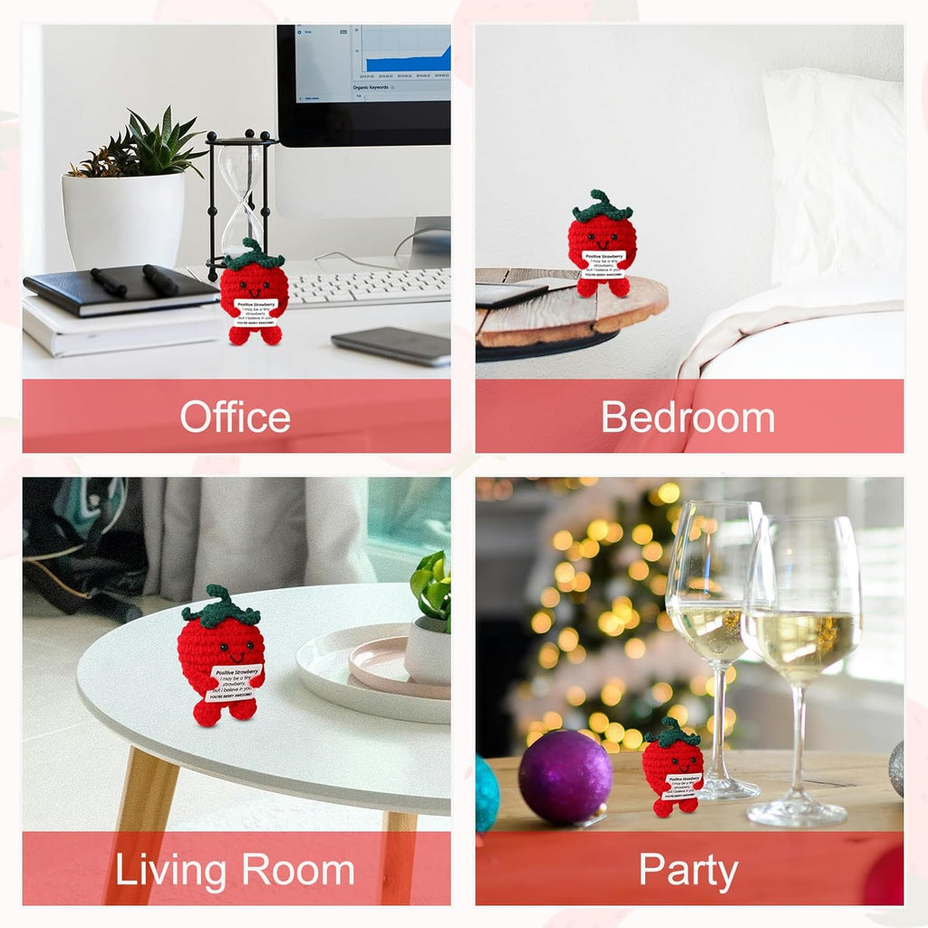 Positive Penguin, Mini Funny Knitted Penguin Toy Cute Positive Crochet Animals Potato Doll with Encouragement Card Gift for Kids Girls Boys Women Friends Birthday Party Decoration