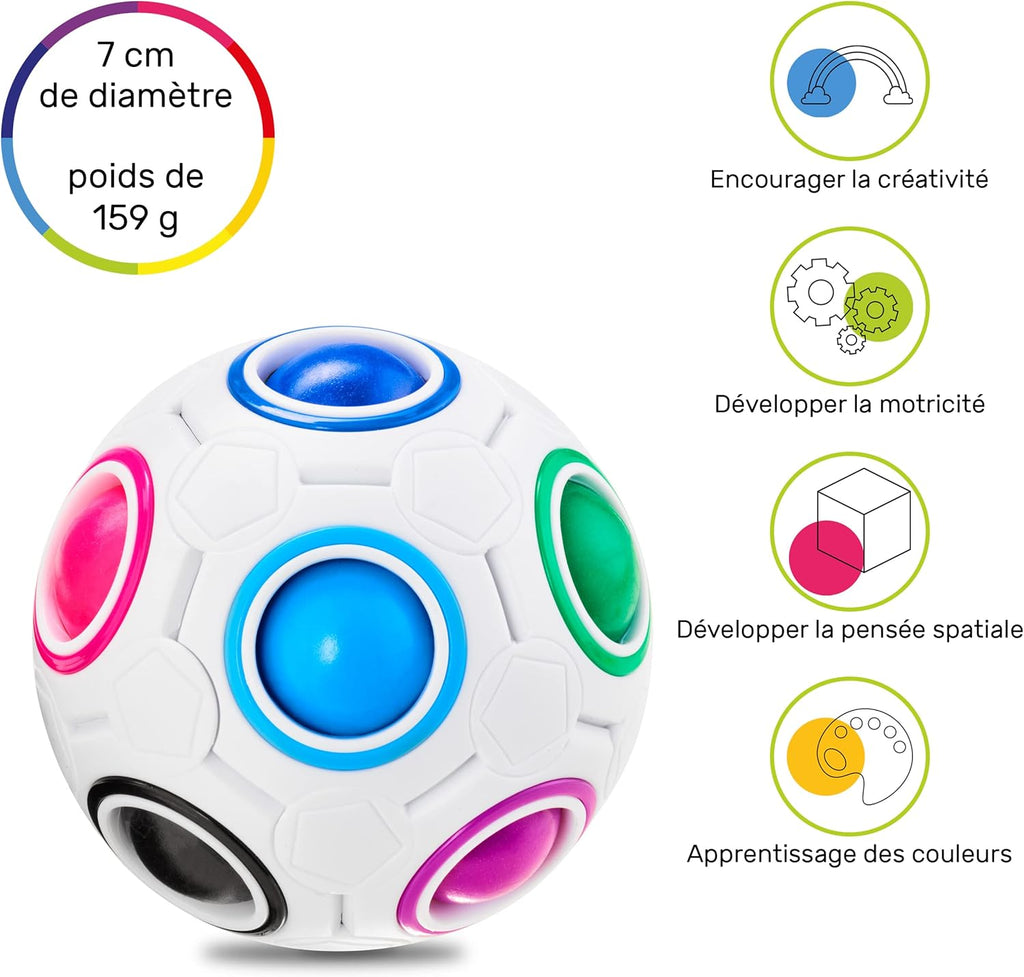 CUBIDI® Original Rainbow Puzzle Ball I Brain Teasers for Kids Ages 6-10 I for Boys and Girls 6+ Years