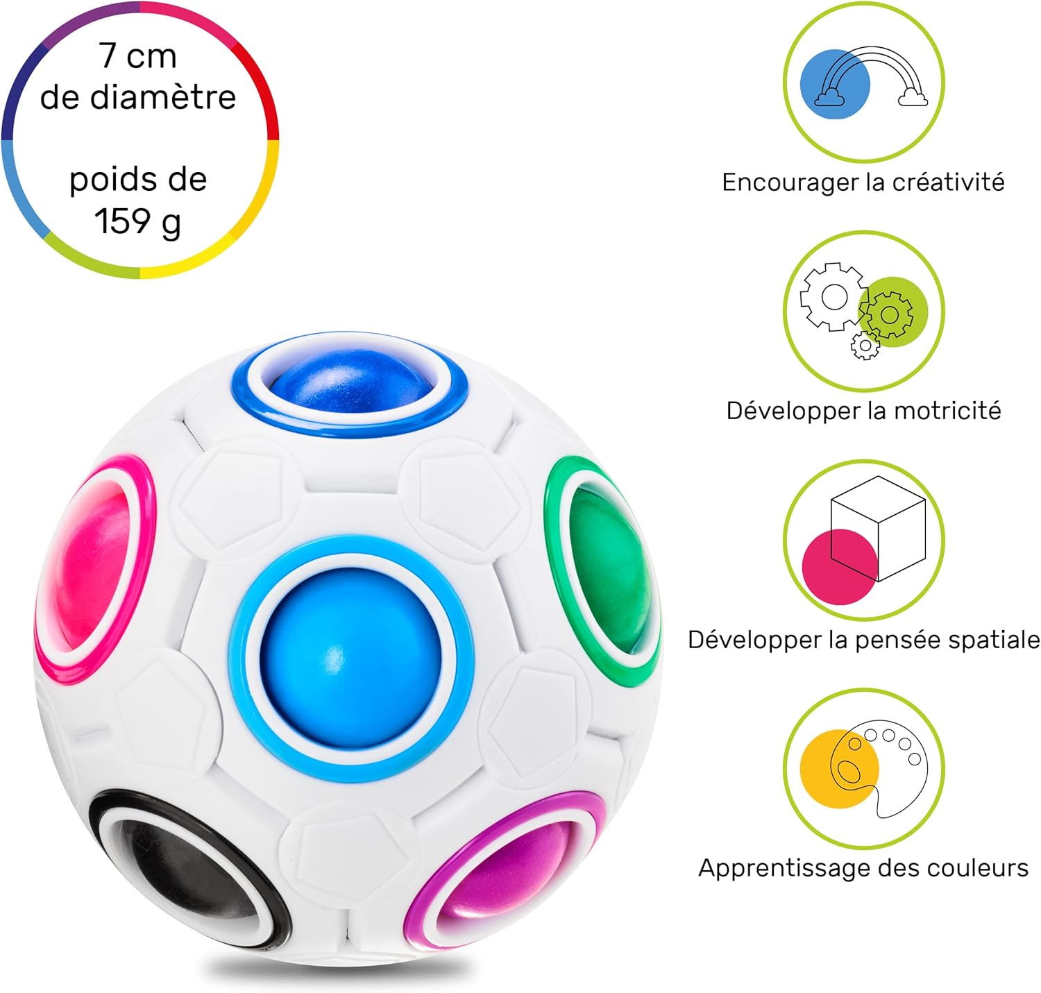 CUBIDI® Original Rainbow Puzzle Ball I Brain Teasers for Kids Ages 6-10 I for Boys and Girls 6+ Years