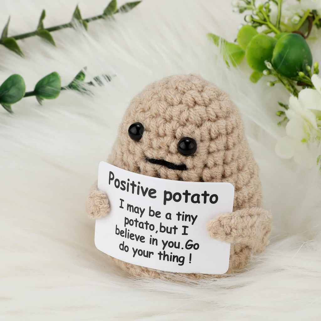 Positive Penguin, Mini Funny Knitted Penguin Toy Cute Positive Crochet Animals Potato Doll with Encouragement Card Gift for Kids Girls Boys Women Friends Birthday Party Decoration