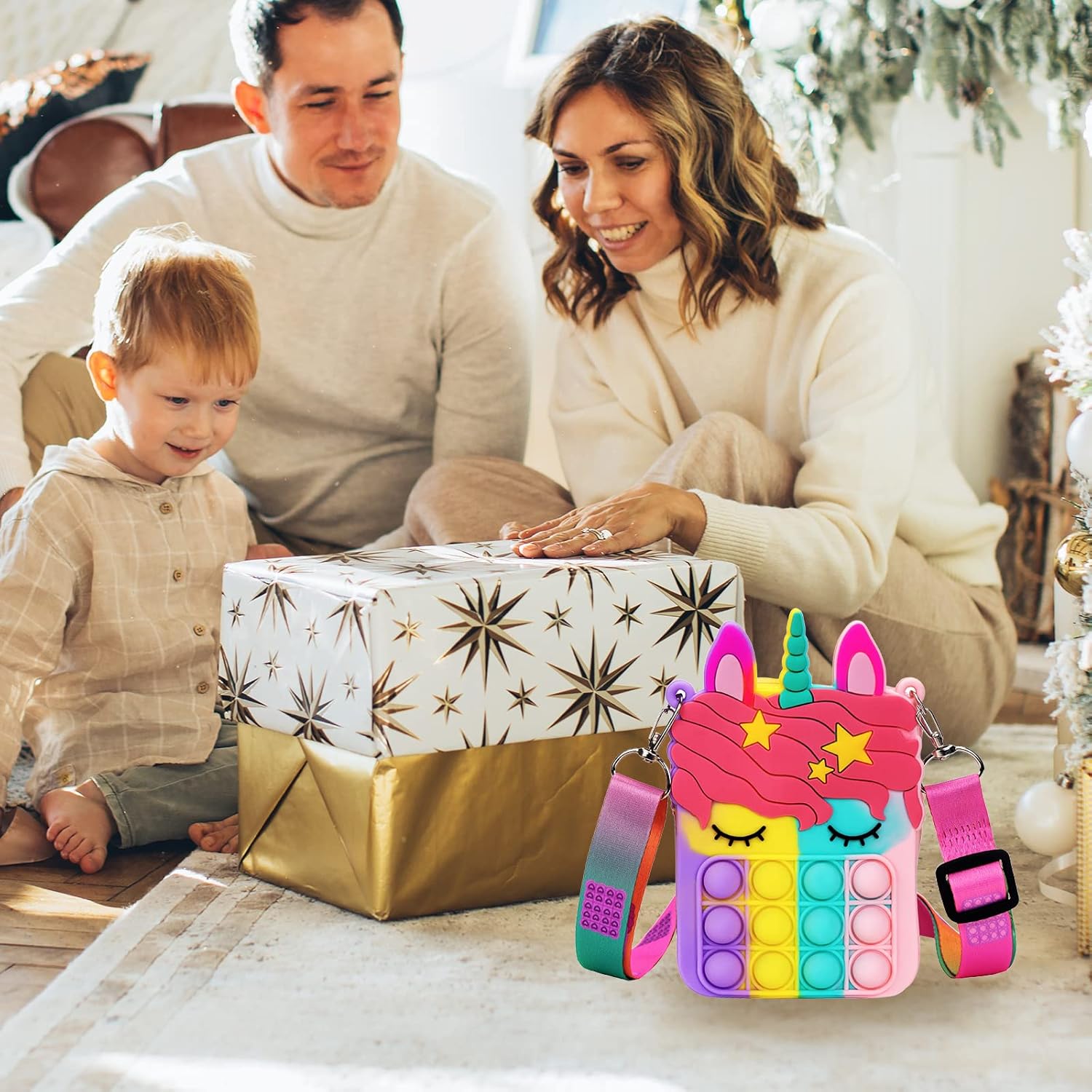 Civan Small Pop Purse,Unicorn Pop Purse for Girl Boy and Women Pop Bag with Unicorn Pop Toy,Shoulder Bag Fidget Toys Pop Fidget Backpack Toy for ADHD Anxiety School Backpack Silicone Bag Pop for Girls