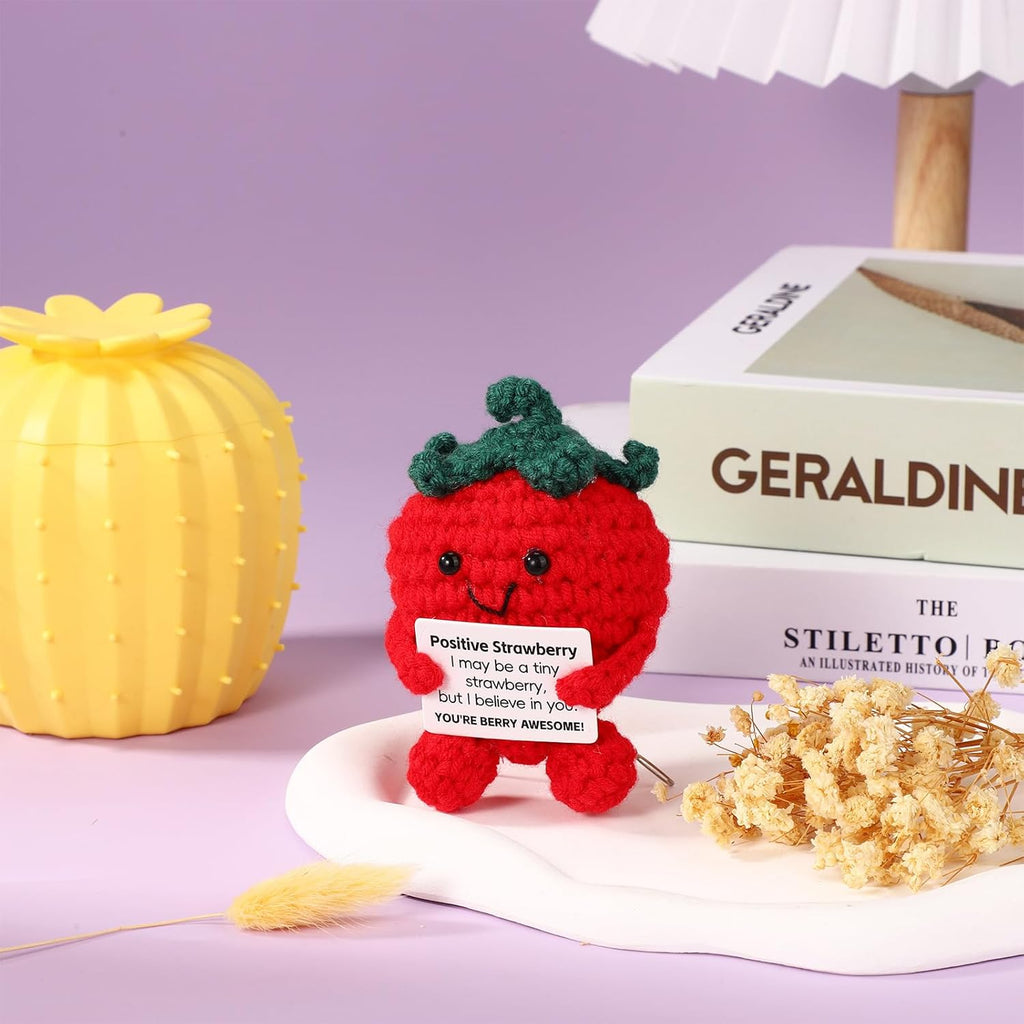 Positive Penguin, Mini Funny Knitted Penguin Toy Cute Positive Crochet Animals Potato Doll with Encouragement Card Gift for Kids Girls Boys Women Friends Birthday Party Decoration