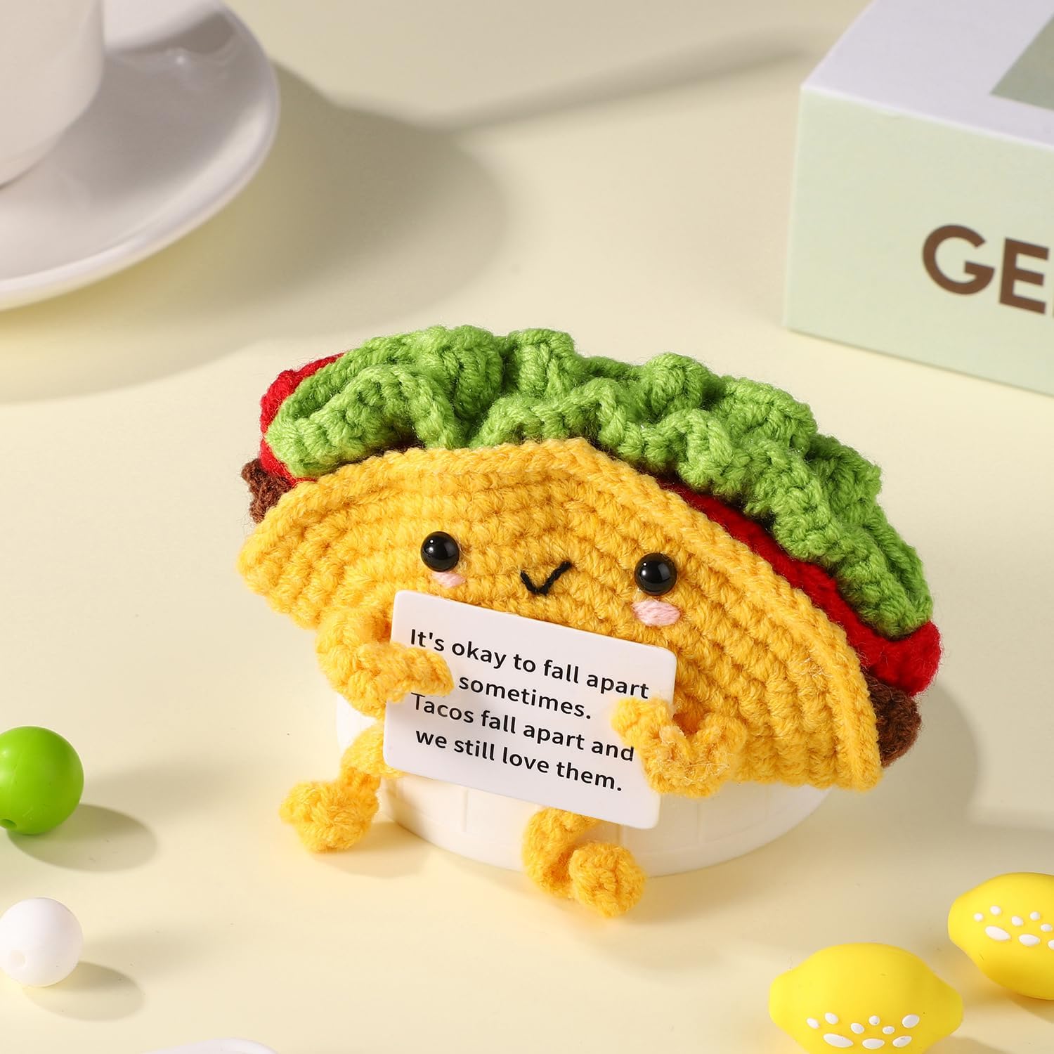 Positive Penguin, Mini Funny Knitted Penguin Toy Cute Positive Crochet Animals Potato Doll with Encouragement Card Gift for Kids Girls Boys Women Friends Birthday Party Decoration