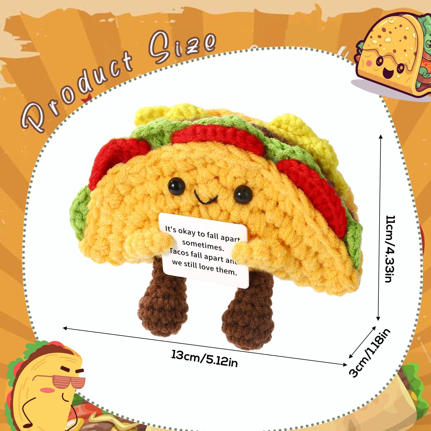 Positive Penguin, Mini Funny Knitted Penguin Toy Cute Positive Crochet Animals Potato Doll with Encouragement Card Gift for Kids Girls Boys Women Friends Birthday Party Decoration