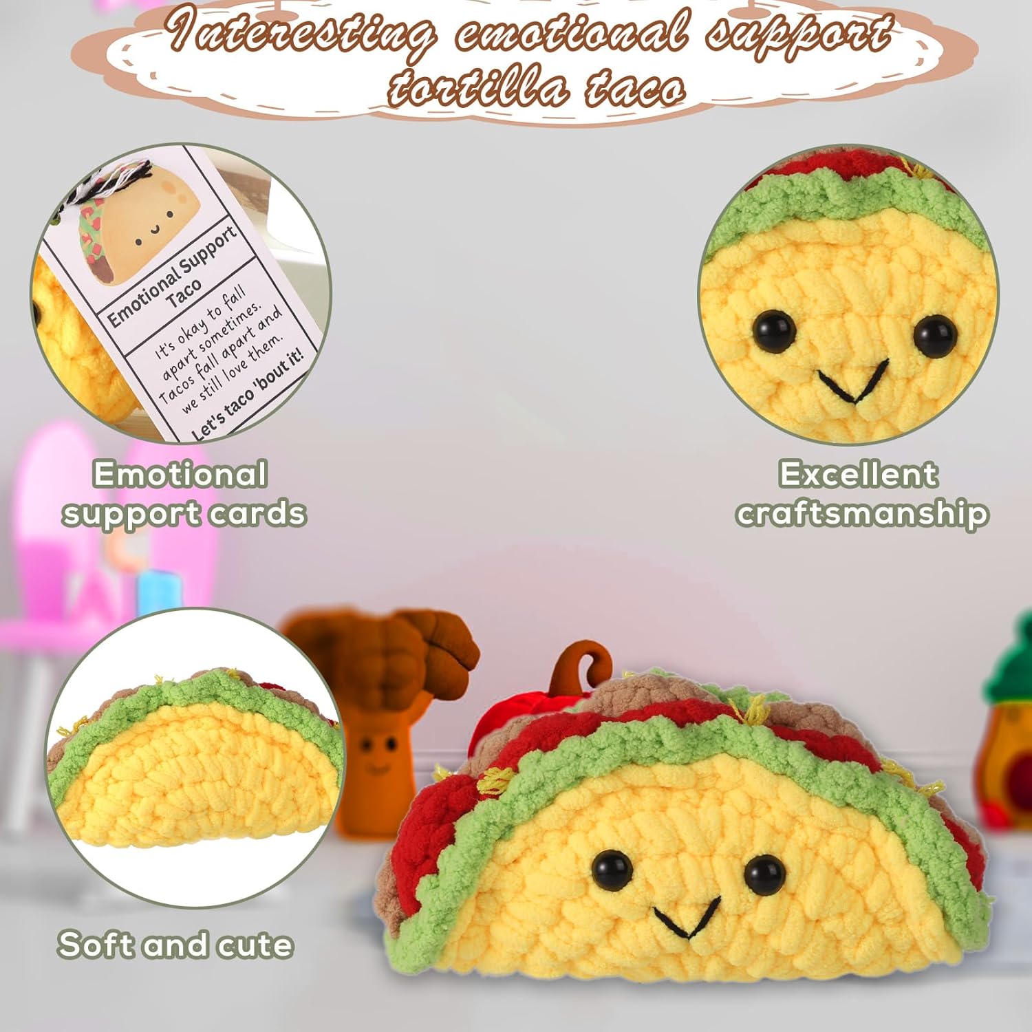 Positive Penguin, Mini Funny Knitted Penguin Toy Cute Positive Crochet Animals Potato Doll with Encouragement Card Gift for Kids Girls Boys Women Friends Birthday Party Decoration