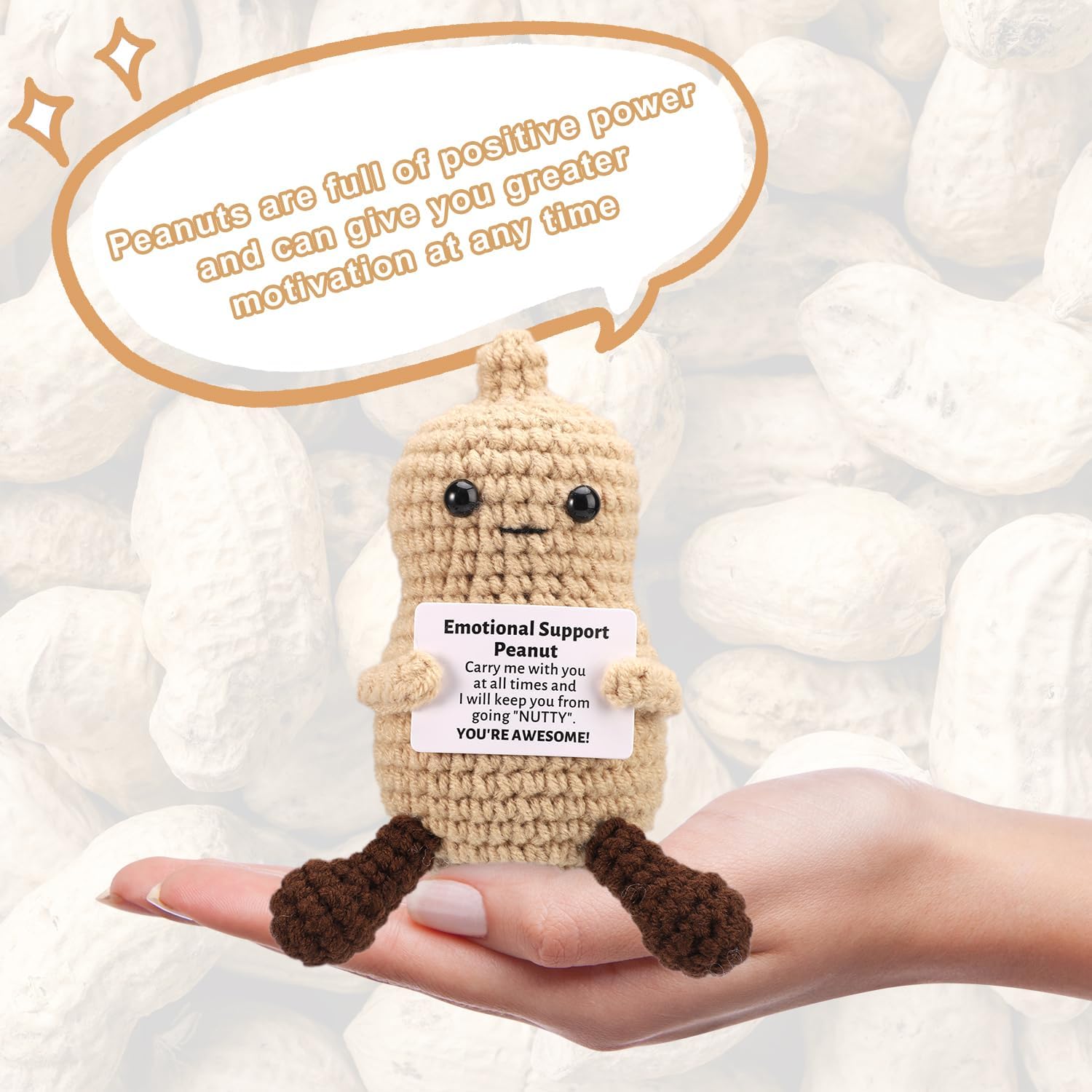 Positive Penguin, Mini Funny Knitted Penguin Toy Cute Positive Crochet Animals Potato Doll with Encouragement Card Gift for Kids Girls Boys Women Friends Birthday Party Decoration