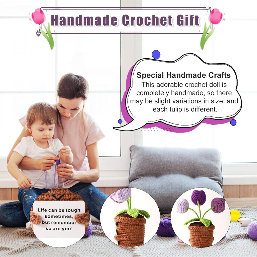 Positive Penguin, Mini Funny Knitted Penguin Toy Cute Positive Crochet Animals Potato Doll with Encouragement Card Gift for Kids Girls Boys Women Friends Birthday Party Decoration