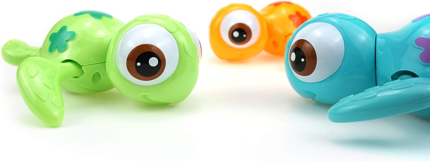 DUCKBOXX XX Wind-up Swimming Sea Turtles Bath Toy, No Battery Mold-Free Anti-Rust Interactive Montessori Toy for Kids 18M+ (Blue)