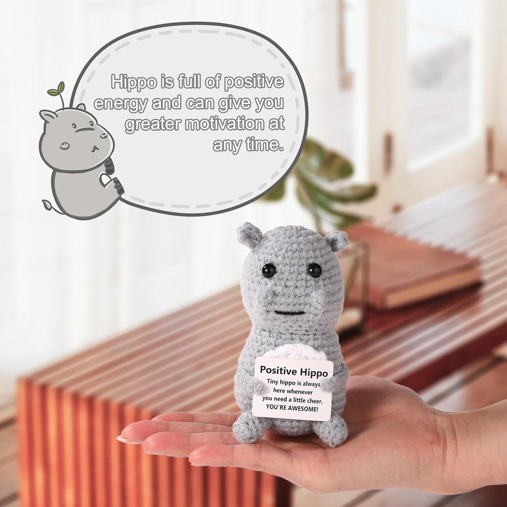 Positive Penguin, Mini Funny Knitted Penguin Toy Cute Positive Crochet Animals Potato Doll with Encouragement Card Gift for Kids Girls Boys Women Friends Birthday Party Decoration