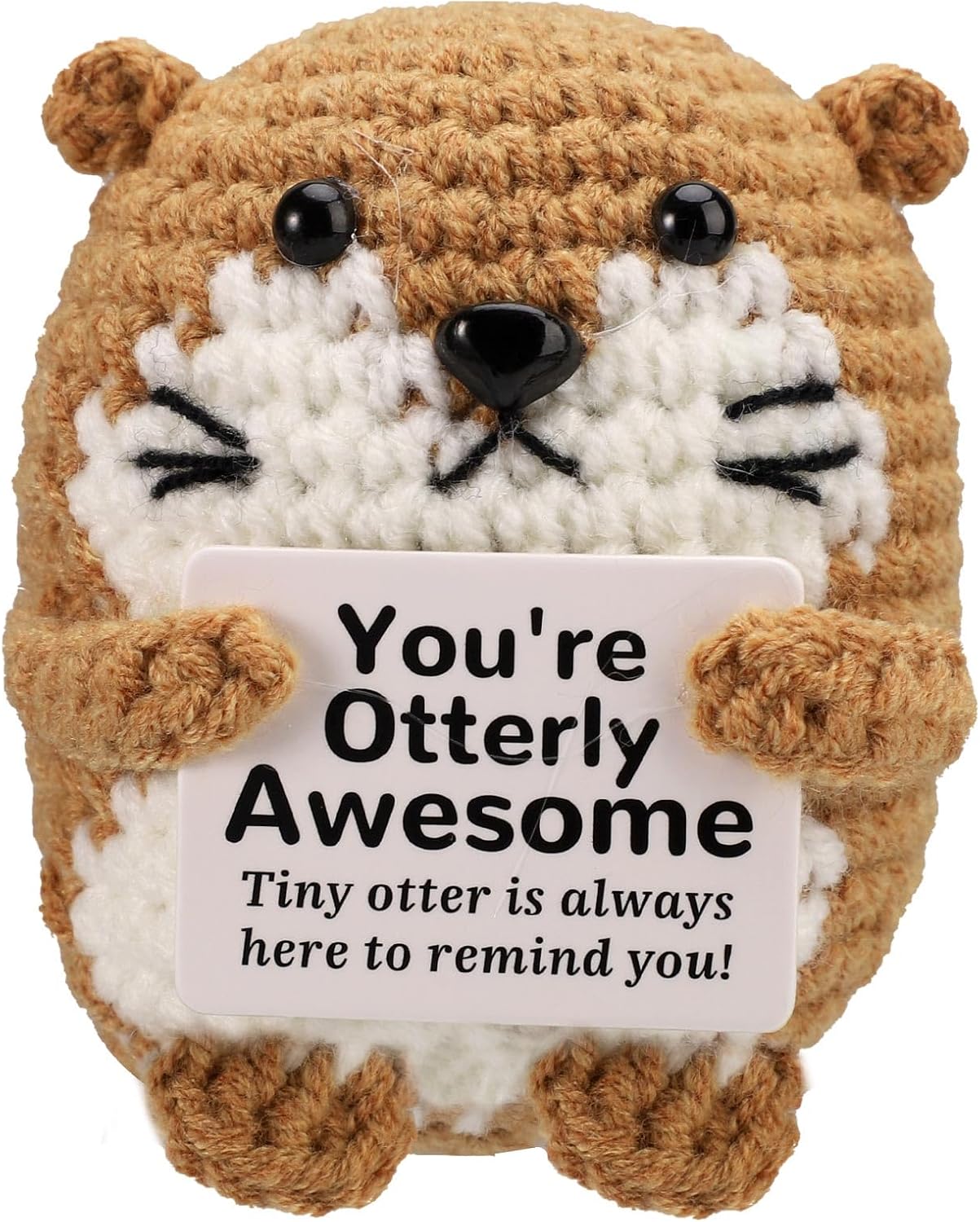 Positive Penguin, Mini Funny Knitted Penguin Toy Cute Positive Crochet Animals Potato Doll with Encouragement Card Gift for Kids Girls Boys Women Friends Birthday Party Decoration