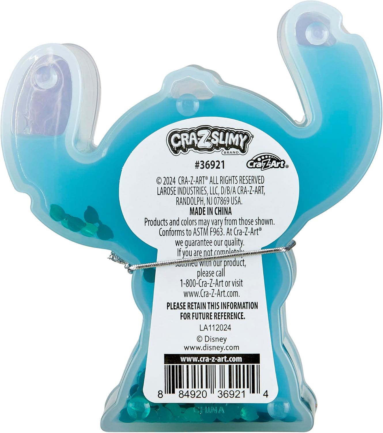 CRA-Z-Slimy Stitch Slime Toy- Glossy, Stretchy, Super Soft, Smooth Blue Stitch Slime with Stitch Shaped Confetti Mix-Ins for Boys and Girls, Lilo and Stitch Kids Toy Gift