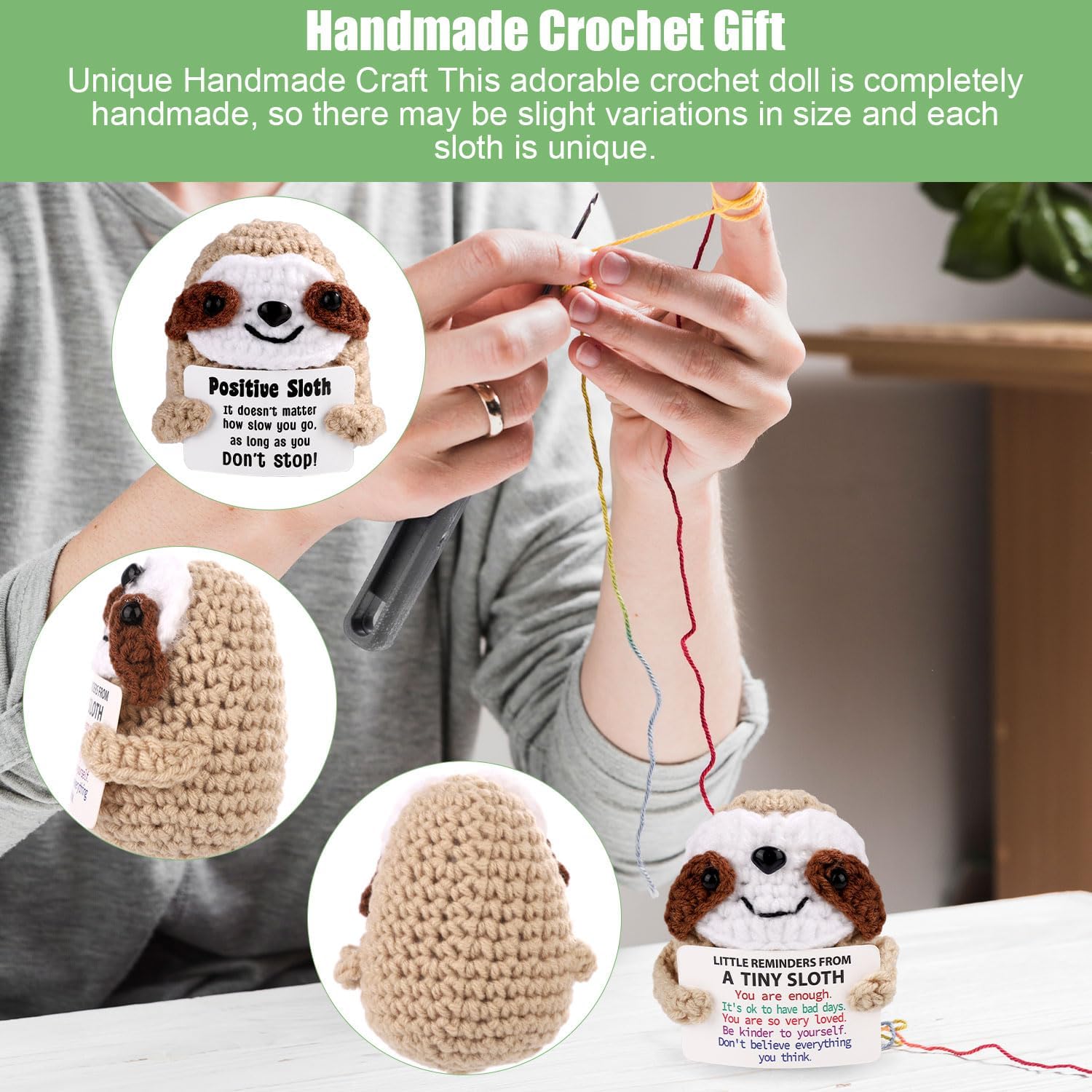 Positive Penguin, Mini Funny Knitted Penguin Toy Cute Positive Crochet Animals Potato Doll with Encouragement Card Gift for Kids Girls Boys Women Friends Birthday Party Decoration