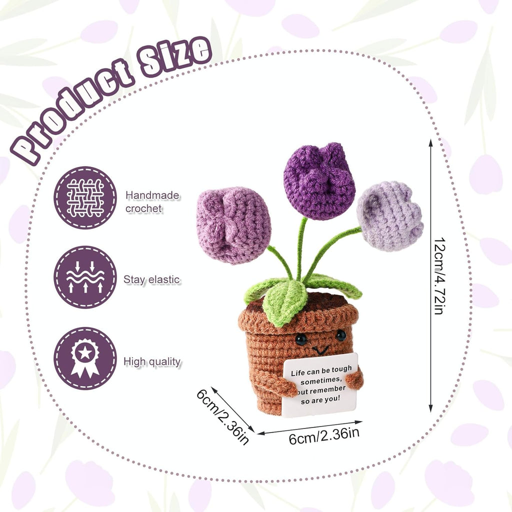 Positive Penguin, Mini Funny Knitted Penguin Toy Cute Positive Crochet Animals Potato Doll with Encouragement Card Gift for Kids Girls Boys Women Friends Birthday Party Decoration