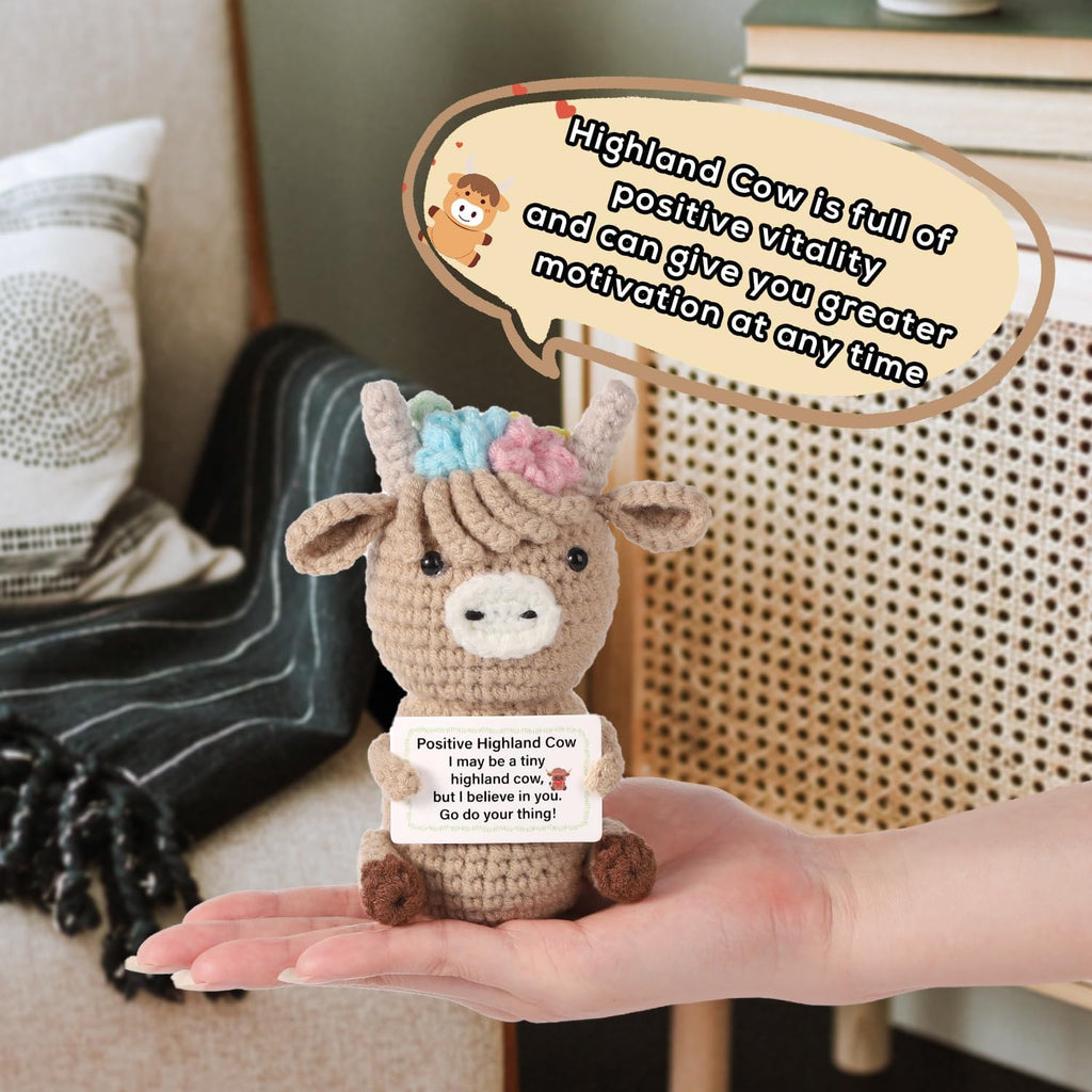 Positive Penguin, Mini Funny Knitted Penguin Toy Cute Positive Crochet Animals Potato Doll with Encouragement Card Gift for Kids Girls Boys Women Friends Birthday Party Decoration