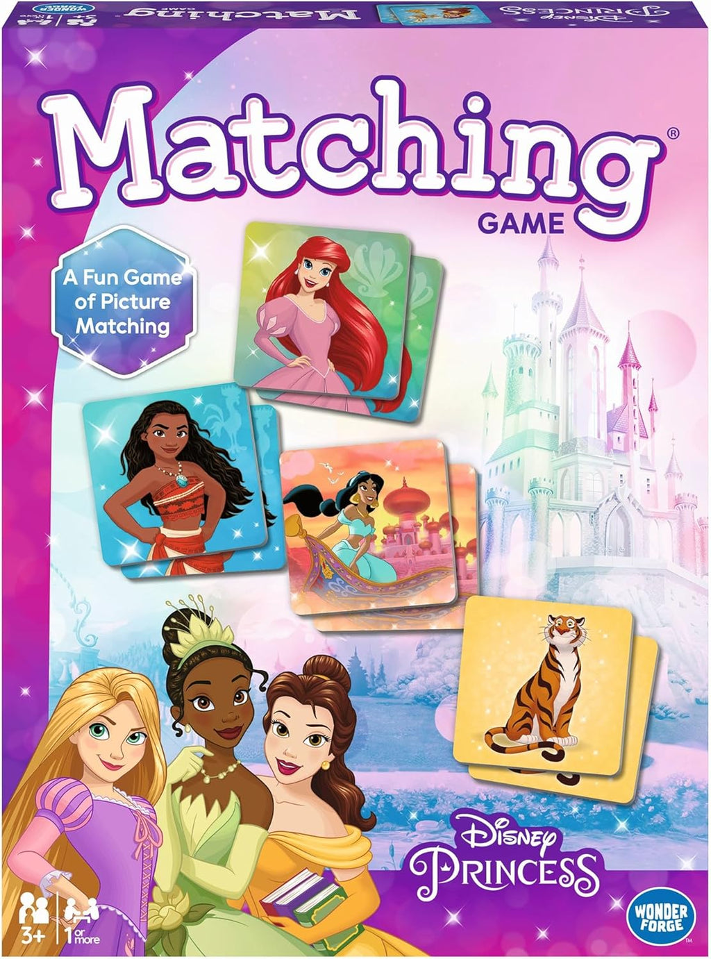 Wonder Forge Disney Princess Matching Game – Fun Memory Game for Kids Ages 3 and Up – Toddler Learning Toy Featuring Belle, Ariel, and Elsa and more Disney Princesses - Packaging May Vary