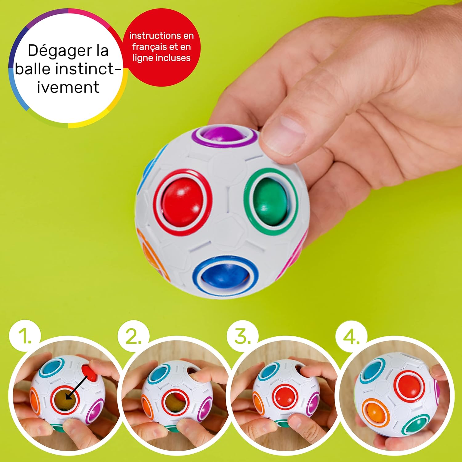 CUBIDI® Original Rainbow Puzzle Ball I Brain Teasers for Kids Ages 6-10 I for Boys and Girls 6+ Years