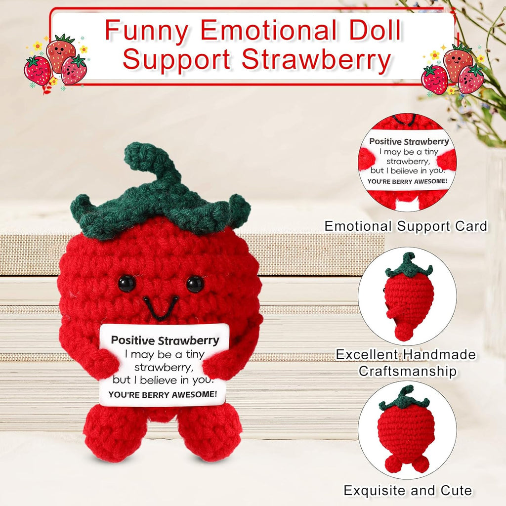 Positive Penguin, Mini Funny Knitted Penguin Toy Cute Positive Crochet Animals Potato Doll with Encouragement Card Gift for Kids Girls Boys Women Friends Birthday Party Decoration