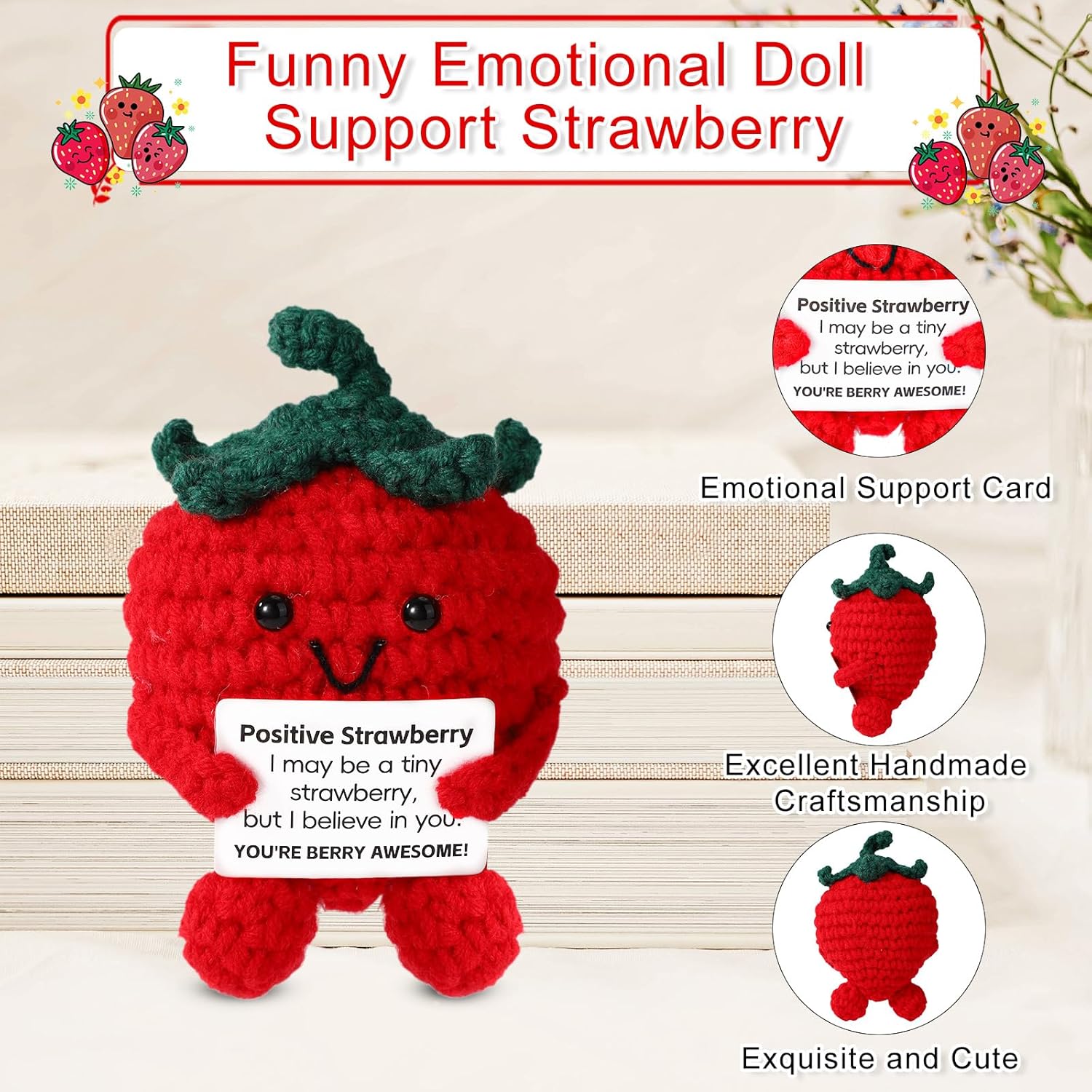 Positive Penguin, Mini Funny Knitted Penguin Toy Cute Positive Crochet Animals Potato Doll with Encouragement Card Gift for Kids Girls Boys Women Friends Birthday Party Decoration