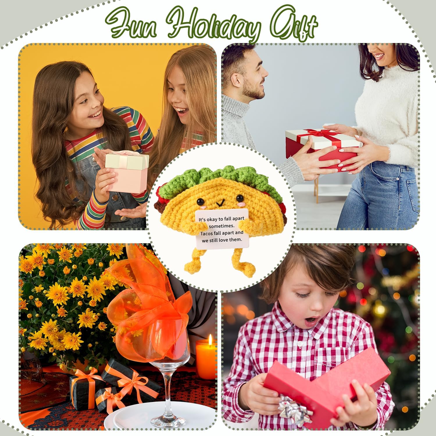 Positive Penguin, Mini Funny Knitted Penguin Toy Cute Positive Crochet Animals Potato Doll with Encouragement Card Gift for Kids Girls Boys Women Friends Birthday Party Decoration