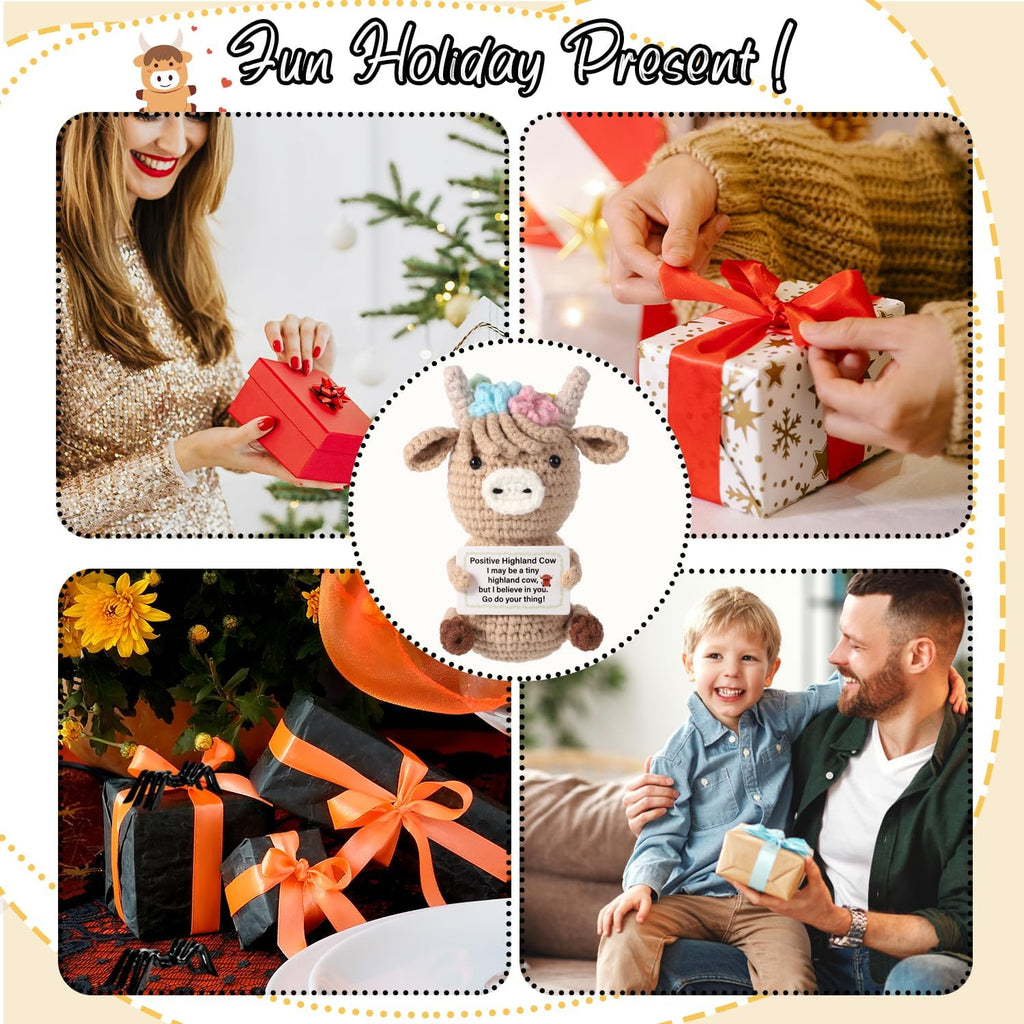 Positive Penguin, Mini Funny Knitted Penguin Toy Cute Positive Crochet Animals Potato Doll with Encouragement Card Gift for Kids Girls Boys Women Friends Birthday Party Decoration