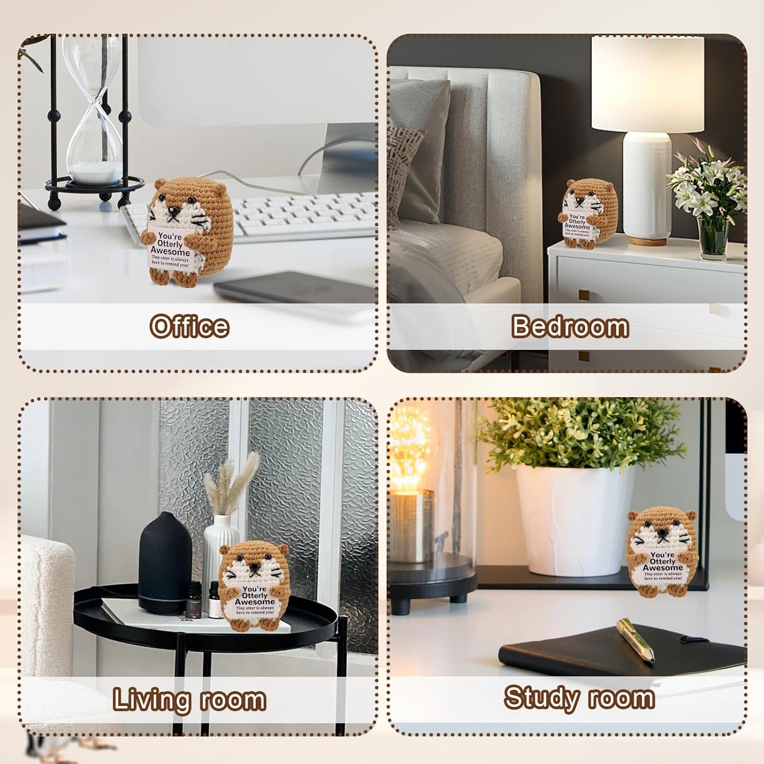 Positive Penguin, Mini Funny Knitted Penguin Toy Cute Positive Crochet Animals Potato Doll with Encouragement Card Gift for Kids Girls Boys Women Friends Birthday Party Decoration