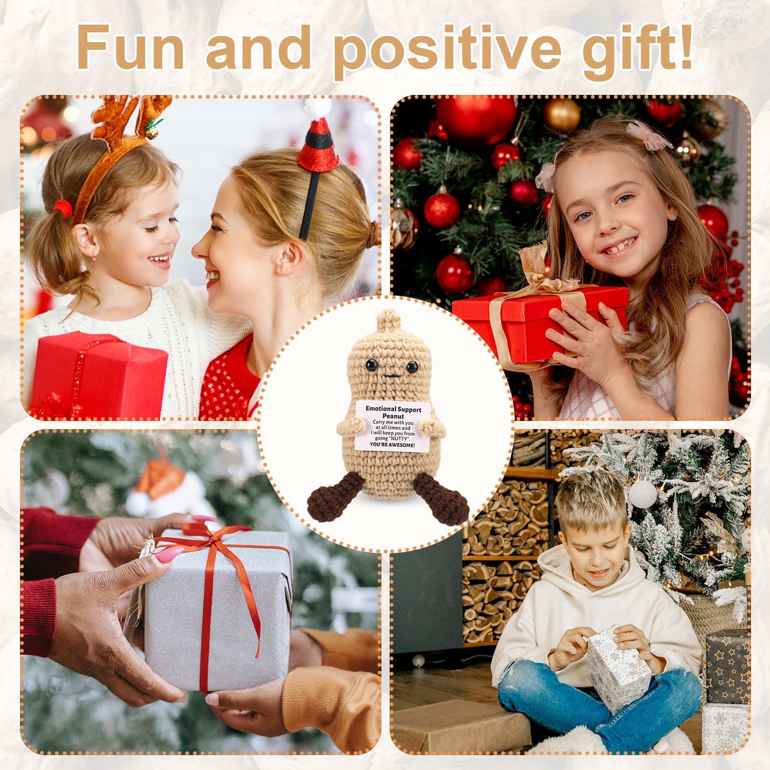 Positive Penguin, Mini Funny Knitted Penguin Toy Cute Positive Crochet Animals Potato Doll with Encouragement Card Gift for Kids Girls Boys Women Friends Birthday Party Decoration