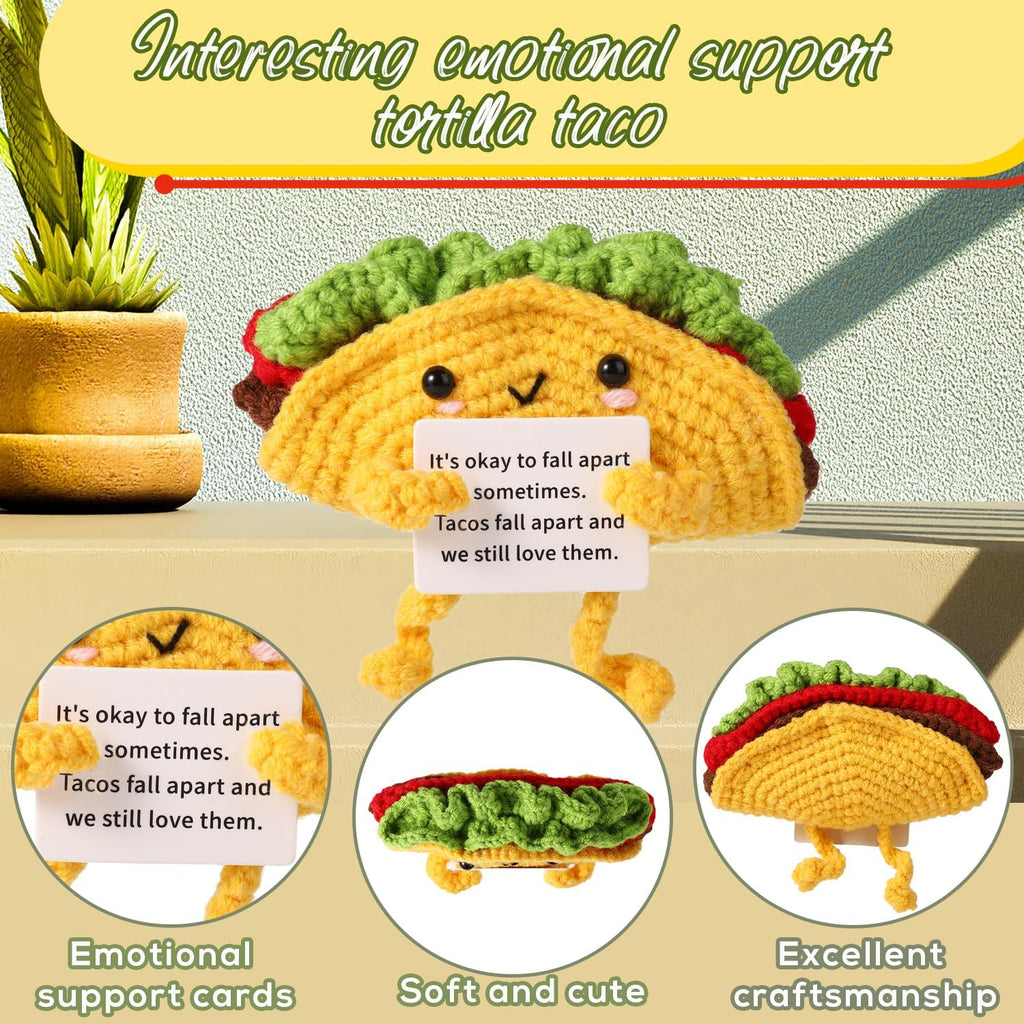 Positive Penguin, Mini Funny Knitted Penguin Toy Cute Positive Crochet Animals Potato Doll with Encouragement Card Gift for Kids Girls Boys Women Friends Birthday Party Decoration